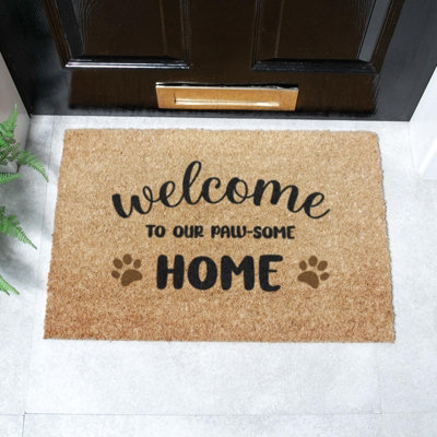 Artsy Doormats Welcome To Our Paw-Some Home Doormat (60 X 40Cm) from B&Q