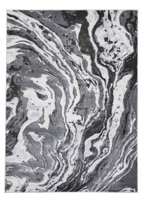 Grey Abstract RugModern Rug With 8mm ThicknessGrey Rug For BedroomLiving Room& Dining Room-160Cm X 220Cm from B&Q