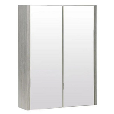 Clifton Mirror Bathroom Cabinet 500mm WideSilver Oak from B&Q