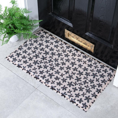 B&Q -  Navy Flower Doormat (70 X 40Cm)