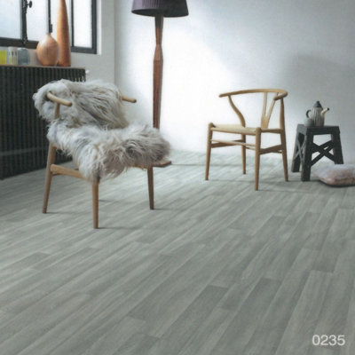  - Grey Modern Wood Effect Anti-Slip Vinyl Flooring For KitchenBathroom2.0mm Thick Vinyl Sheet-4M(13'1") X 4M(13'1")-16M²