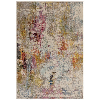 Multicolour Modern Abstract 9mm Thick Stain-Resistant Rug For Bedroom& Dining RoomEasy To Clean Rug-160Cm X 230Cm from B&Q
