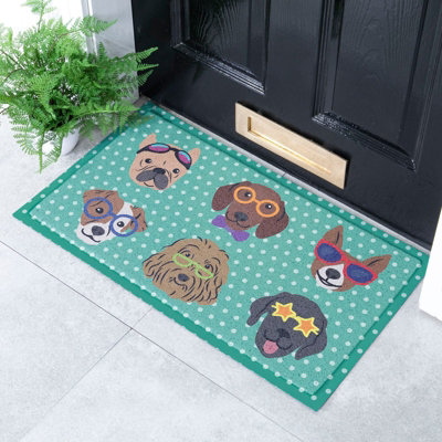 Native Natural Dogs On Polka Dots Doormat (70 X 40Cm) from B&Q