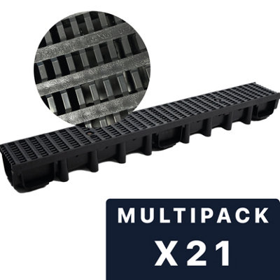 DEKS Dekdrain Eezee With Pvc Grating B125 Grid Black (1000X131X98mm) Pack Of 21 from B&Q