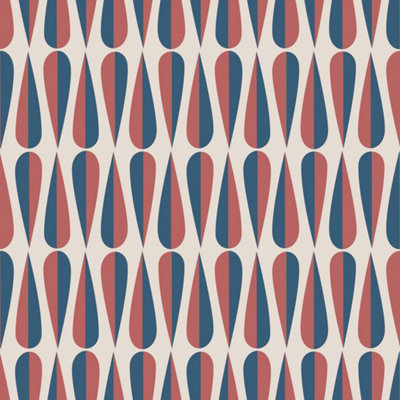 B&Q -  Eco-Friendly Red Retro Teardrop Wallpaper