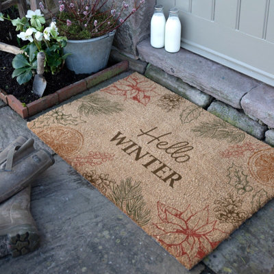 Artsy Doormats Hello Winter Coir Doormat (90 X 60Cm) from B&Q