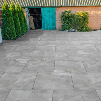 Stonewise Earth Core Grey 600X900X20mm Outdoor Porcelain Paving Full Set Of 40 Slabs For PatiosWalkways And Outdoor Landscaping from B&Q