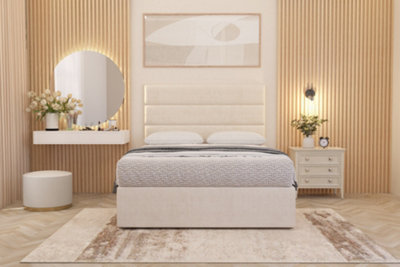 Somnior Beds Somnior Chambery Ivory Plush Hybrid Pocket Sprung Orthopaedic Divan Bed Set With Upholstered Headboard