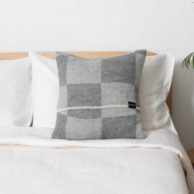 Native Natural Checkerboard Grey Wool Cushion 45X45Cm from B&Q