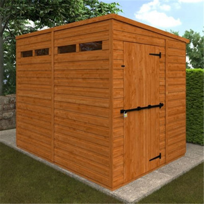 Horsforth 8 X 6 (2.38M X 1.75M) Wooden Tongue And Groove Security Garden Pent Shed (12mm T&g Floor And Roof) (8Ft X 6Ft) (8X6)