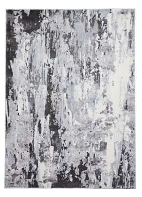 Grey Abstract RugTurkish Rug With 8mm ThicknessModern Grey Rug For BedroomLivingroom& Diningroom-160Cm X 220Cm from B&Q