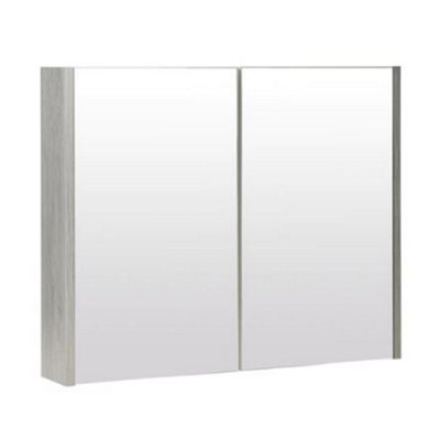 Clifton Mirror Bathroom Cabinet 800mm WideSilver Oak from B&Q