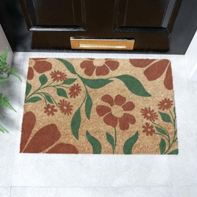 Artsy Doormats Red & Green Floral Pattern Doormat (60 X 40Cm) from B&Q