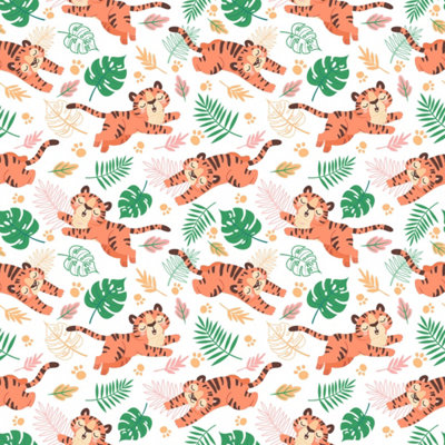 B&Q -  Eco-Friendly White Cute Tiger Wallpaper