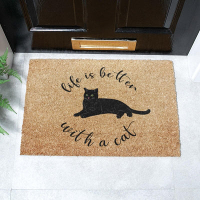 Artsy Doormats Life Is Better With A Cat Doormat (60 X 40Cm) from B&Q