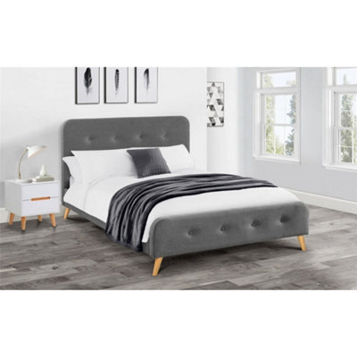 Ashfield Grey Linen Curved Retro Fabric BedDouble 4Ft 6" (135Cm) from B&Q