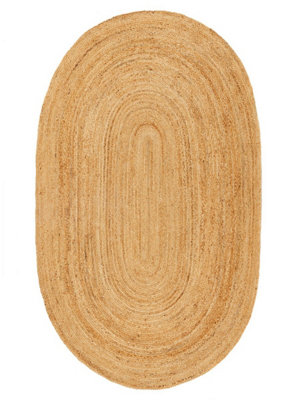 Handmade Plain Oval RugNatural Fibers Rug For BedroomLiving Room& Dining RoomModern Rug-120Cm X 170Cm(Oval) from B&Q