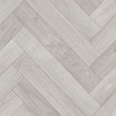  - Grey Herringbone Wood Effect Vinyl Flooring For LivingroomKitchen2.8mm Cushion Backed Vinyl Sheet -4M(13'1") X 2M(6'6")-8M²