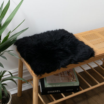 Native Natural Sheepskin Chair Pad Square Black from B&Q