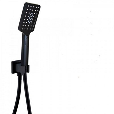 Clifton Shower Square Outlet Elbow With Wall Bracket And HandsetMatt Black (Marina) from B&Q