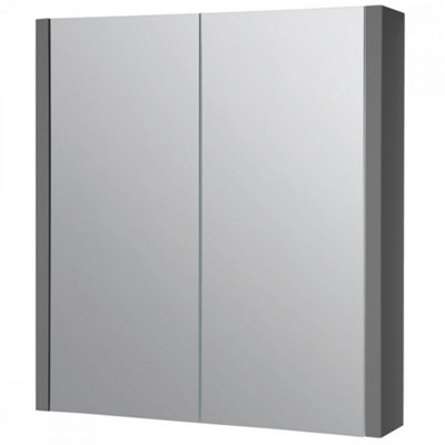Clifton Mirror Bathroom Cabinet 600mm WideStorm Grey Gloss(Urban) from B&Q