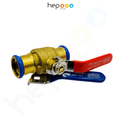 hep Online 28mm Pressfit Lever Valve Full Bore Action Ball Valve With Red & Blue Handle Wras Approved from B&Q