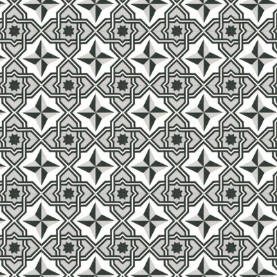 B&Q Designer Effect Vinyl Flooring For Kitchen, Bathroom, Livingroom, 2.8Mm Vinyl Sheet-6M(19'8") X 4M(13'1")-24M² Black/White