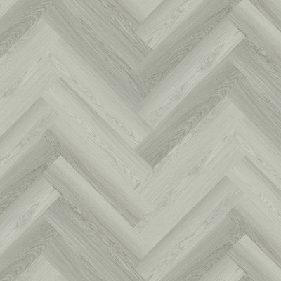 B&Q Wood Effect Herringbone Vinyl Tile, 2.0Mm Matte Luxury Vinyl Tile For Commercial & Residential Use,5.0189M² Pack Of 80 Light/Grey