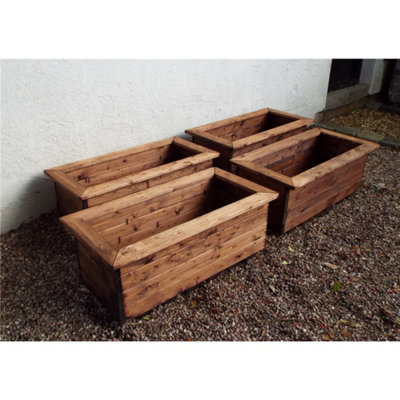Marlborough Traditional Large Wooden Trough Planter X 4 from B&Q