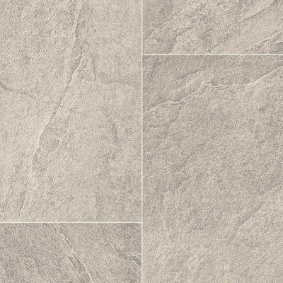  - Grey Stone Effect Anti-Slip Vinyl Flooring For KitchenBathroomLivingroom4.50mm Thick Vinyl Sheet-2M(6'6") X 3M(9'9")-6M²