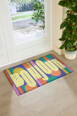 Artsy Doormats Elizabeth Olwen Bonjour Indoor/outdoor Doormat (90X60Cm) from B&Q