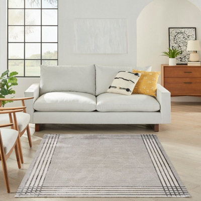 Rug Desire Dsr01 Grey Silver Bordered For LivingroomBedroomDinning Room,polyester119Cm X 180Cm (3.9 Ft. X 5.9 Ft.) from B&Q