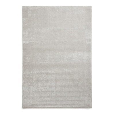 Silver Plain Shaggy Rug17mm Thick Stain-Resistant RugModern Rug For BedroomLivingroom& Diningroom-80Cm X 150Cm from B&Q