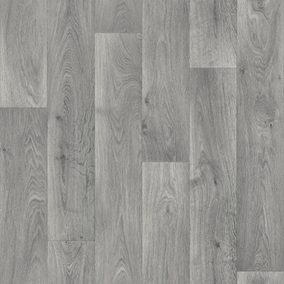  - Anthracite Grey Wood Effect Anti-Slip Vinyl Flooring Sheet For Contract Commercial Use2.6mm Thick-3M(9'9") X 2M(6'6")-6M²