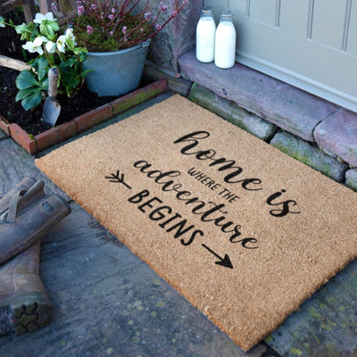 Artsy Doormats Home Is Where The Adventure Begins Doormat (90 X 60Cm) from B&Q