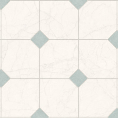 B&Q Tile Effect Anti-Slip Vinyl Flooring For Livingroom, Kitchen, 3.8Mm Thick Vinyl Sheet-1M(3'3") X 3M(9'9")-3M² Cream