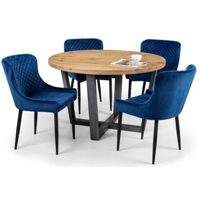 Ashfield Brooklyn Round & Luxe Blue Dining Set from B&Q