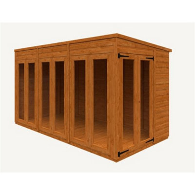 Horsforth 12 X 6 (3.54M X 1.75M) Wooden Tongue And Groove Pent Summerhouse (12mm T&g Floor And Roof) (12Ft X 6Ft) (12X6)-31505 