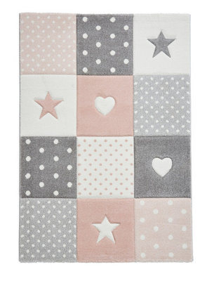 Pink Kids RugGraphics Pictorial RugStain-Resistant RugModern Pink Rug For Livingroom& Diningroom-80Cm X 150Cm from B&Q