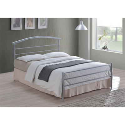 TL Beds Curved Silver Metal Bed FrameDouble 4Ft 6" from B&Q