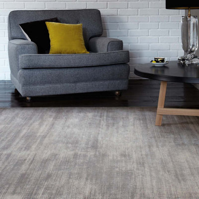 Modern RugPlain Bedroom RugLiving Room RugViscose Plain Rug7mm Silver Modern Classy Rug-120Cm X 170Cm from B&Q