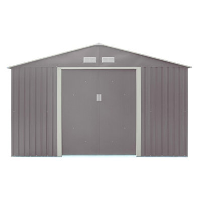 Cheshire 10 X 8 Double Door Metal Apex Shed (Light Grey) from B&Q