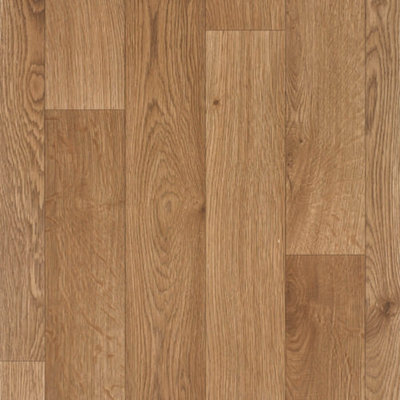  - Brown Wood Effect Anti-Slip Vinyl Flooring For LivingroomHallwaysKitchen2.3mm Thick Vinyl Sheet-3M(9'9") X 4M(13'1")-12M²