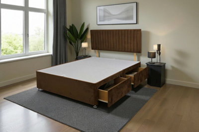 Knight Sleep Emily Mocca Plush 6Ft Divan Bed Base With 2 Drawers & HeadboardSuper King from B&Q