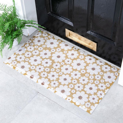 Native Natural Green And Cream Flower Doormat (70 X 40Cm) from B&Q