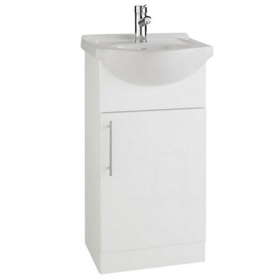 Clifton Bathroom 450mm Vanity Unit With BasinGloss White(Impact)Brassware Not Included from B&Q