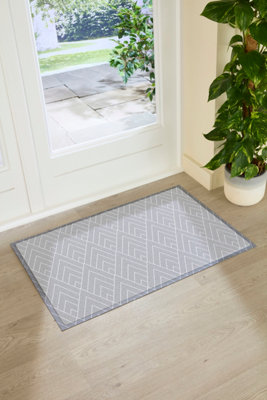 Artsy Doormats Grey Geometric Pattern  Doormat (90 X 60Cm) from B&Q