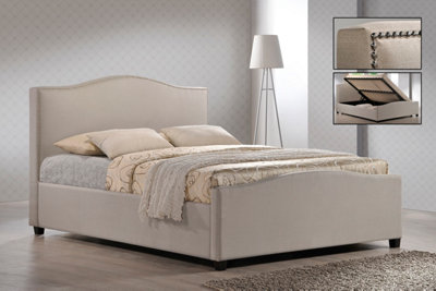 TL Beds Chrome Studded Sand Fabric Side Ottoman Style Bed FrameKing Size 5Ft from B&Q