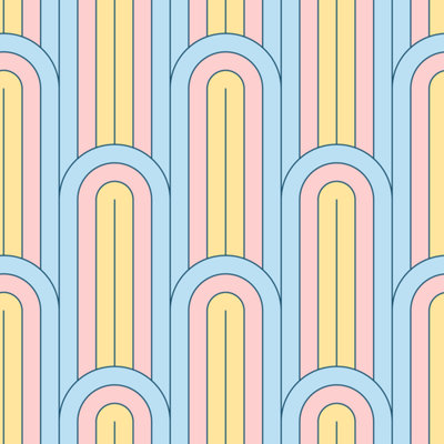B&Q -  Eco Friendly Multicolour Colourful Arch Wallpaper