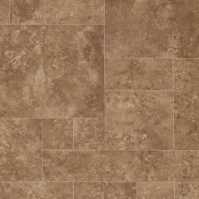 Brown Stone Effect Slip-Resistant Contract Commercial Heavy-Duty Vinyl Flooring With 3.0mm Thickness-12M(39'4") X 3M(9'9")-36M² from B&Q